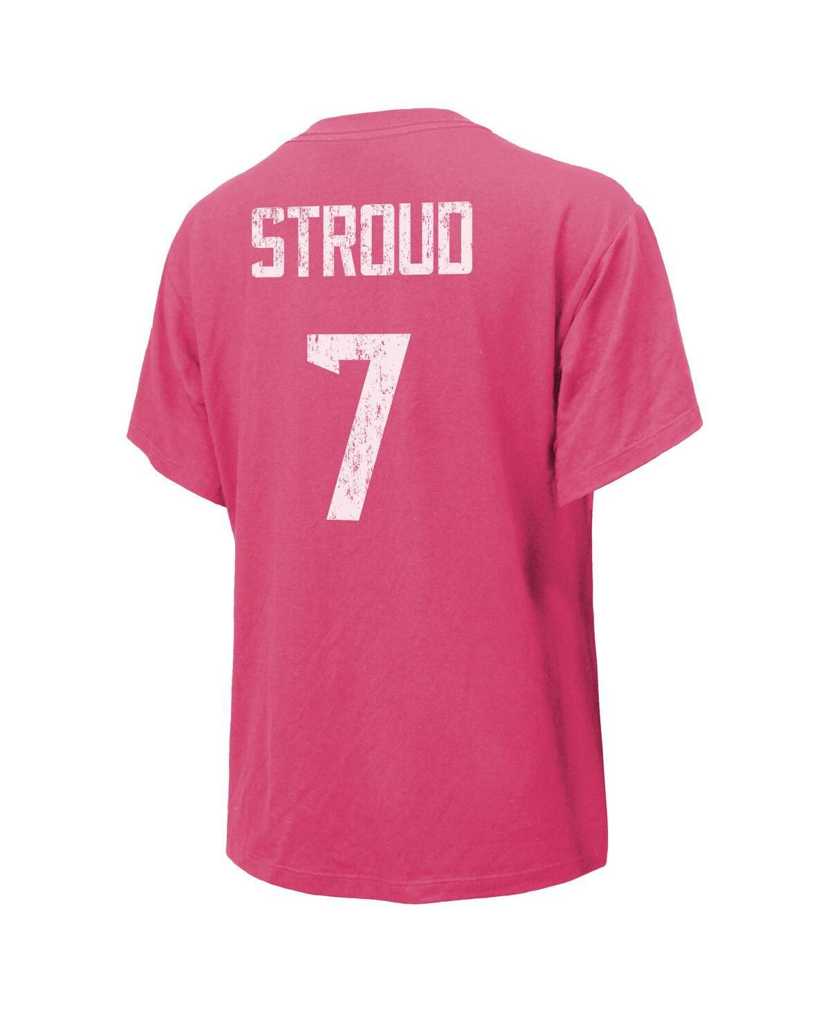 Women's Threads C.J. Stroud Pink Distressed Houston Texans Name and Number T-shirt