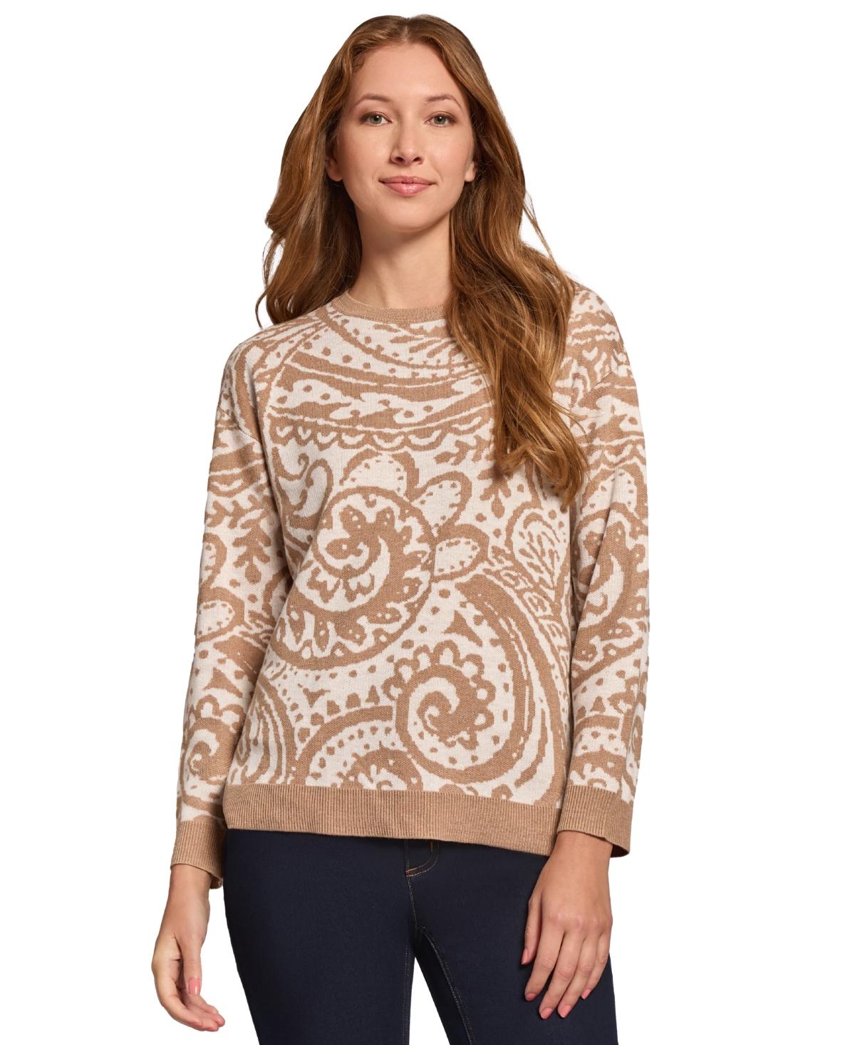 Petite Paisley High-Low Pullover Sweater