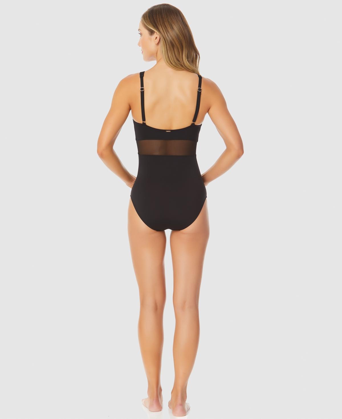 Women's U-Ring Mesh-Inset One-Piece Swimsuit