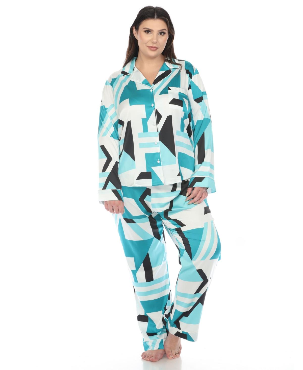 Plus Size Printed Satin Pajama Set