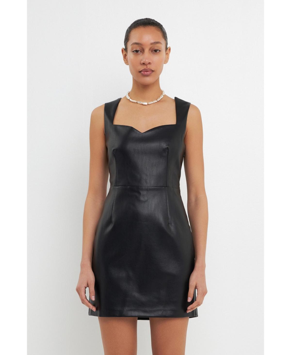 Women's Sweetheart Leather Mini Dress