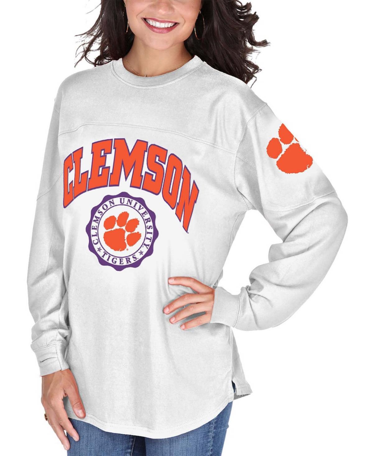 Women's White Clemson Tigers Edith Long Sleeve T-shirt