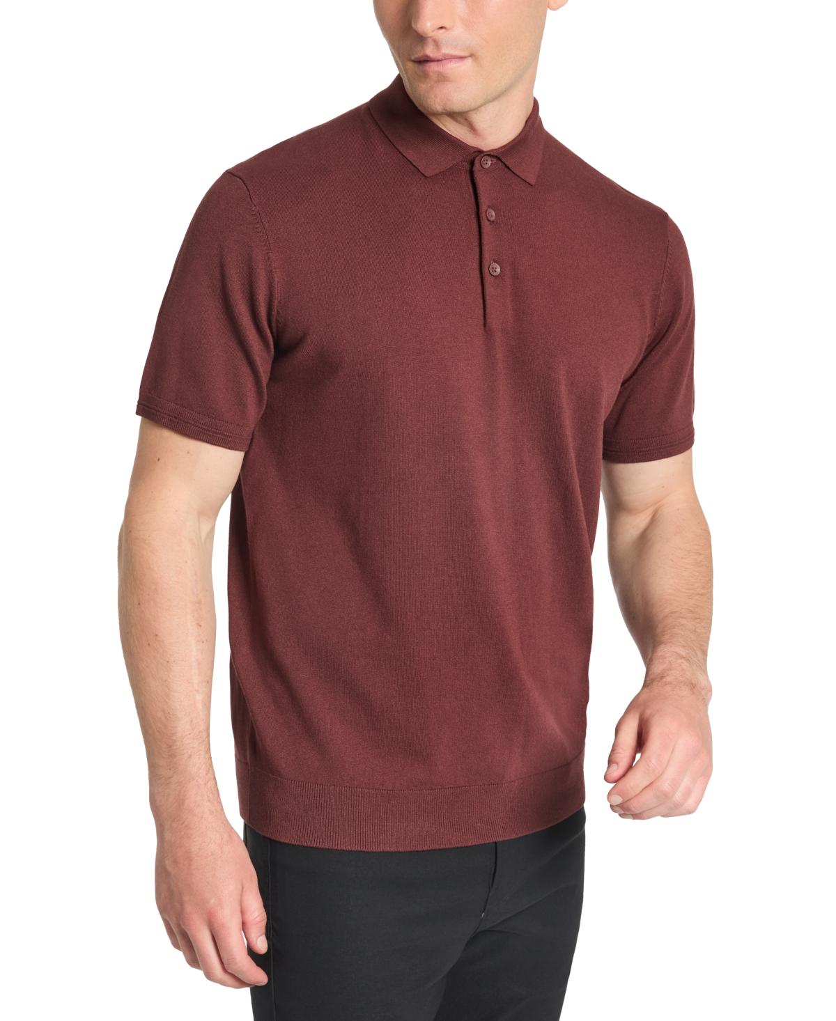 Kennth Cole Men's Slim-Fit 4-Way Stretch Sweater-Knit Polo Shirt 