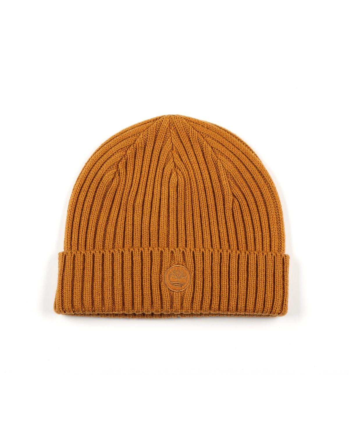 Men's Embroidered Logo Patch Ribbed Cuff Beanie