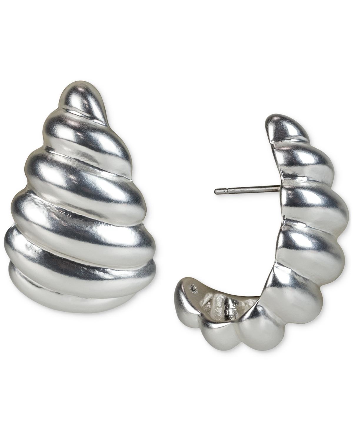 Silver-Tone Scalloped J-Hoop Earrings