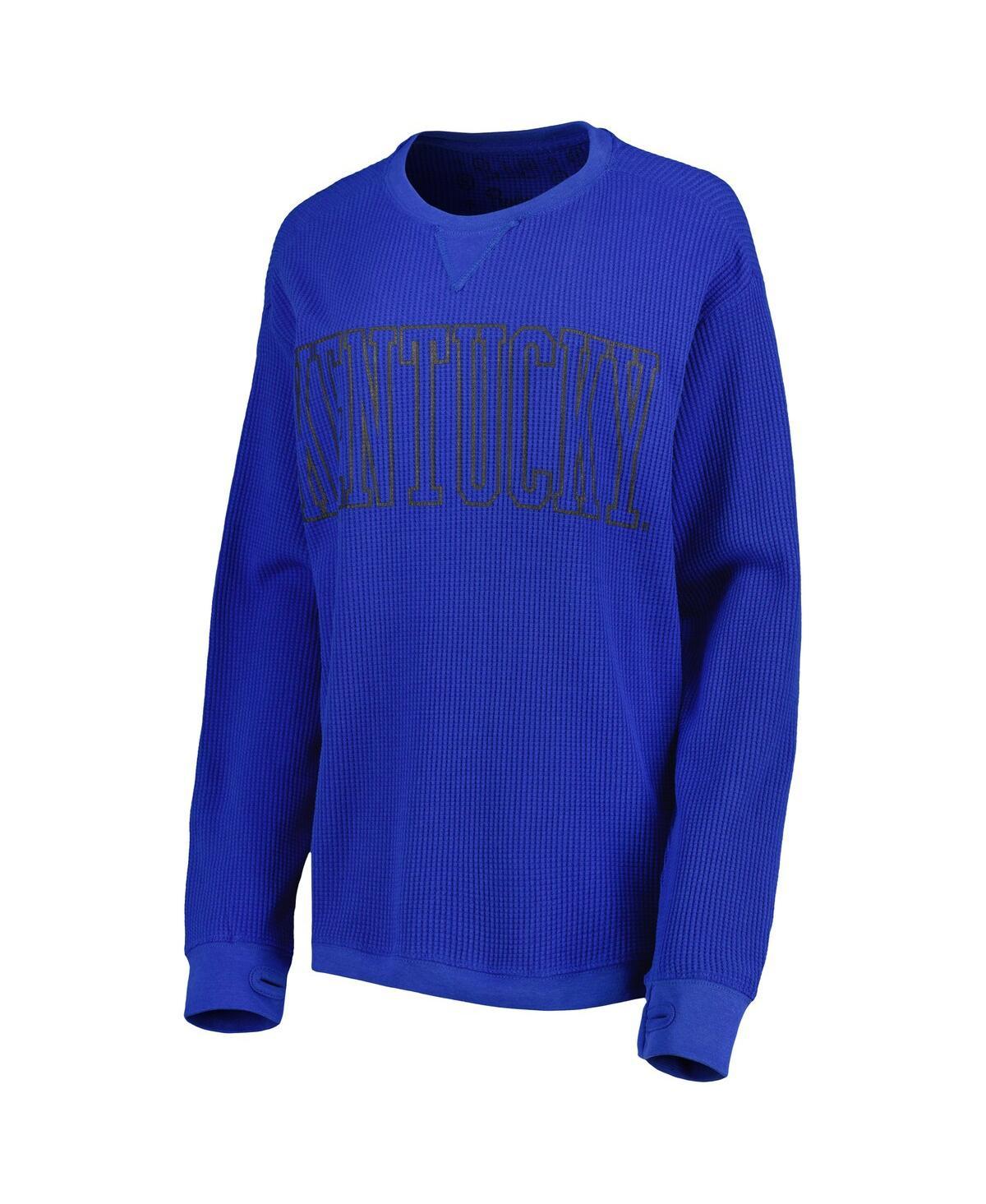 Women's Royal Kentucky Wildcats Surf Plus Size Southlawn Waffle-Knit Thermal Tri-Blend Long Sleeve T-shirt