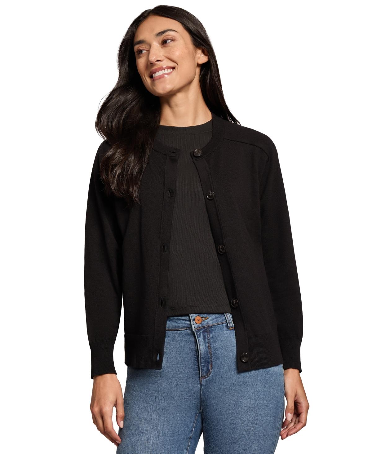 Petite Saddle-Shoulder Cardigan Sweater