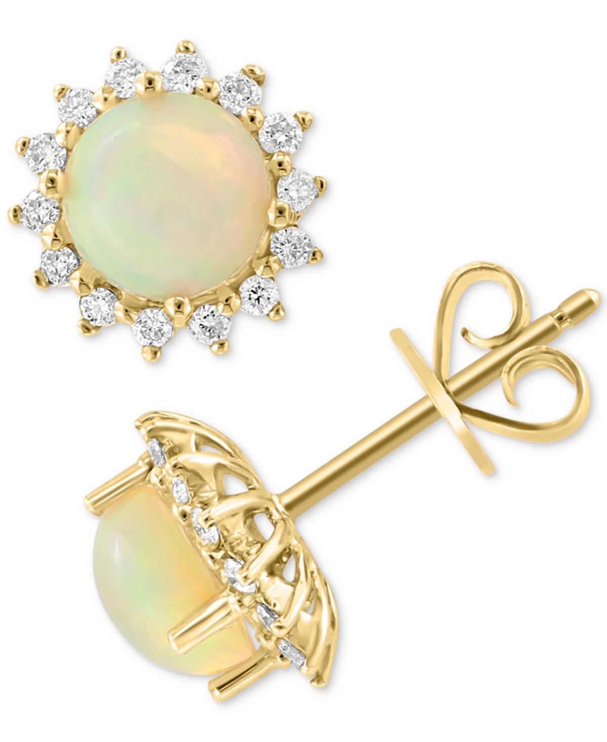 EFFY® Ethiopian Opal (1-1/5 ct. t.w.) & Diamond (1/5 ct. t.w.)  Stud Earrings in 14k Gold