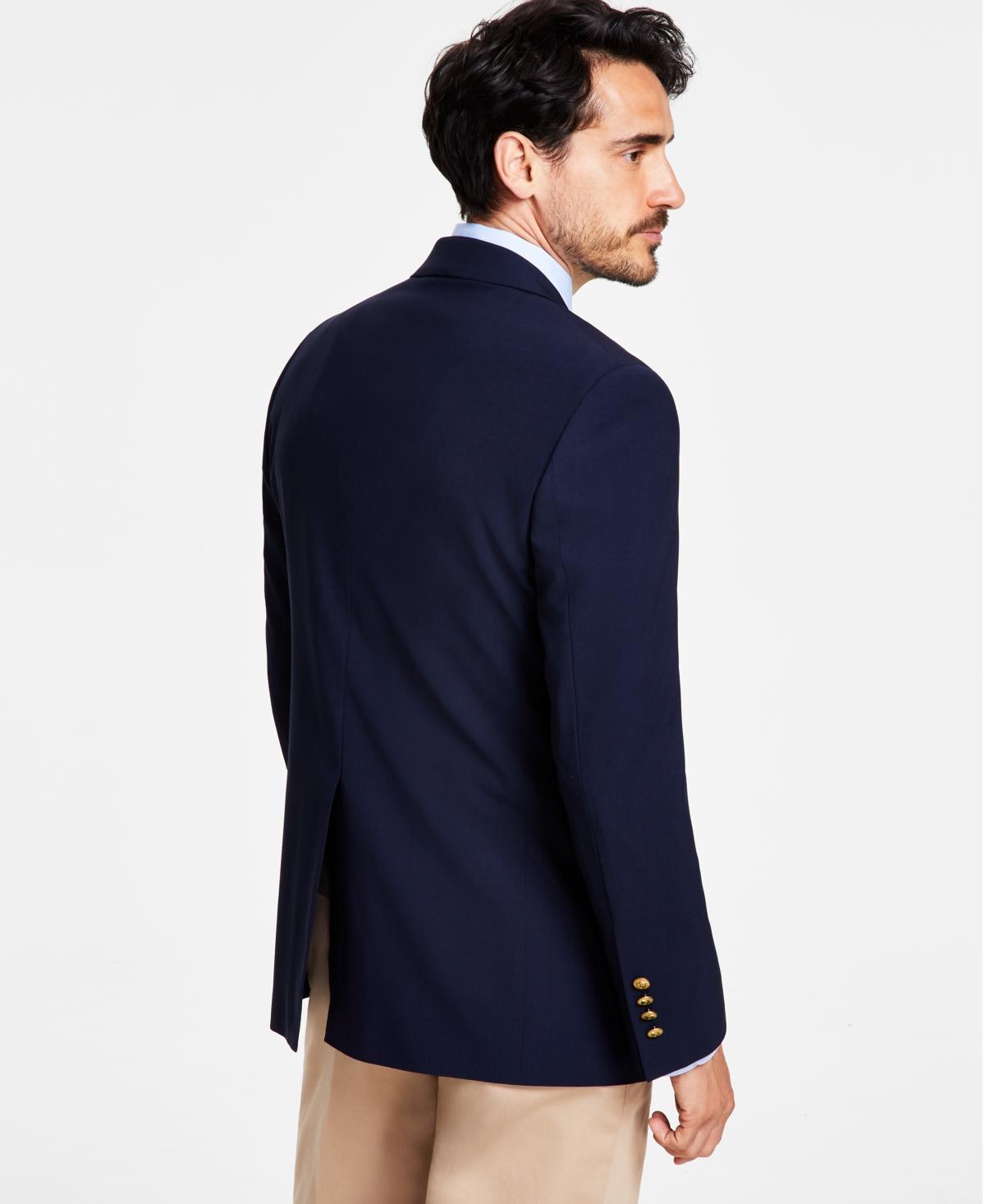 Men's Classic-Fit Navy Stretch Wool Blend Blazer