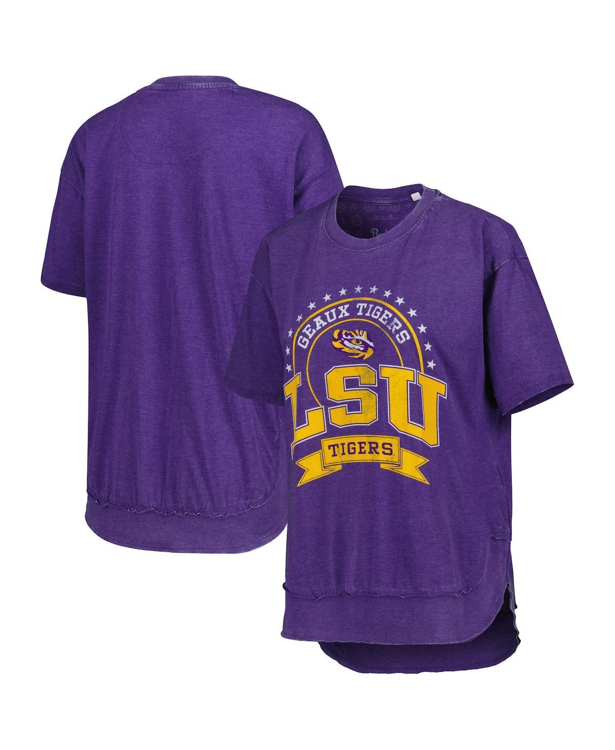 Women's Heather Purple LSU Tigers Vintage-Like Wash Poncho Captain T-shirt