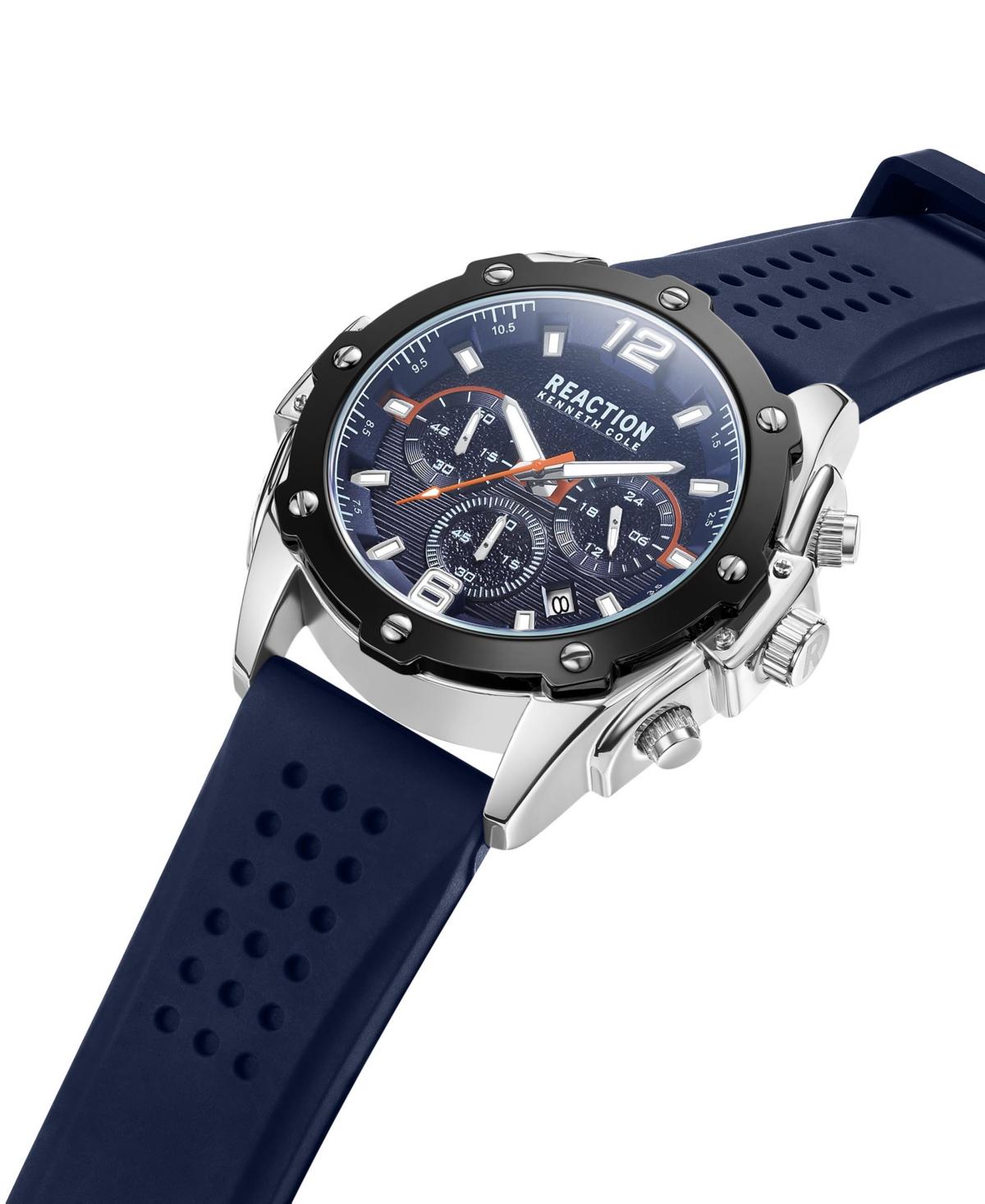 Men's Chronograph Blue Siliconee Watch 43.5mm