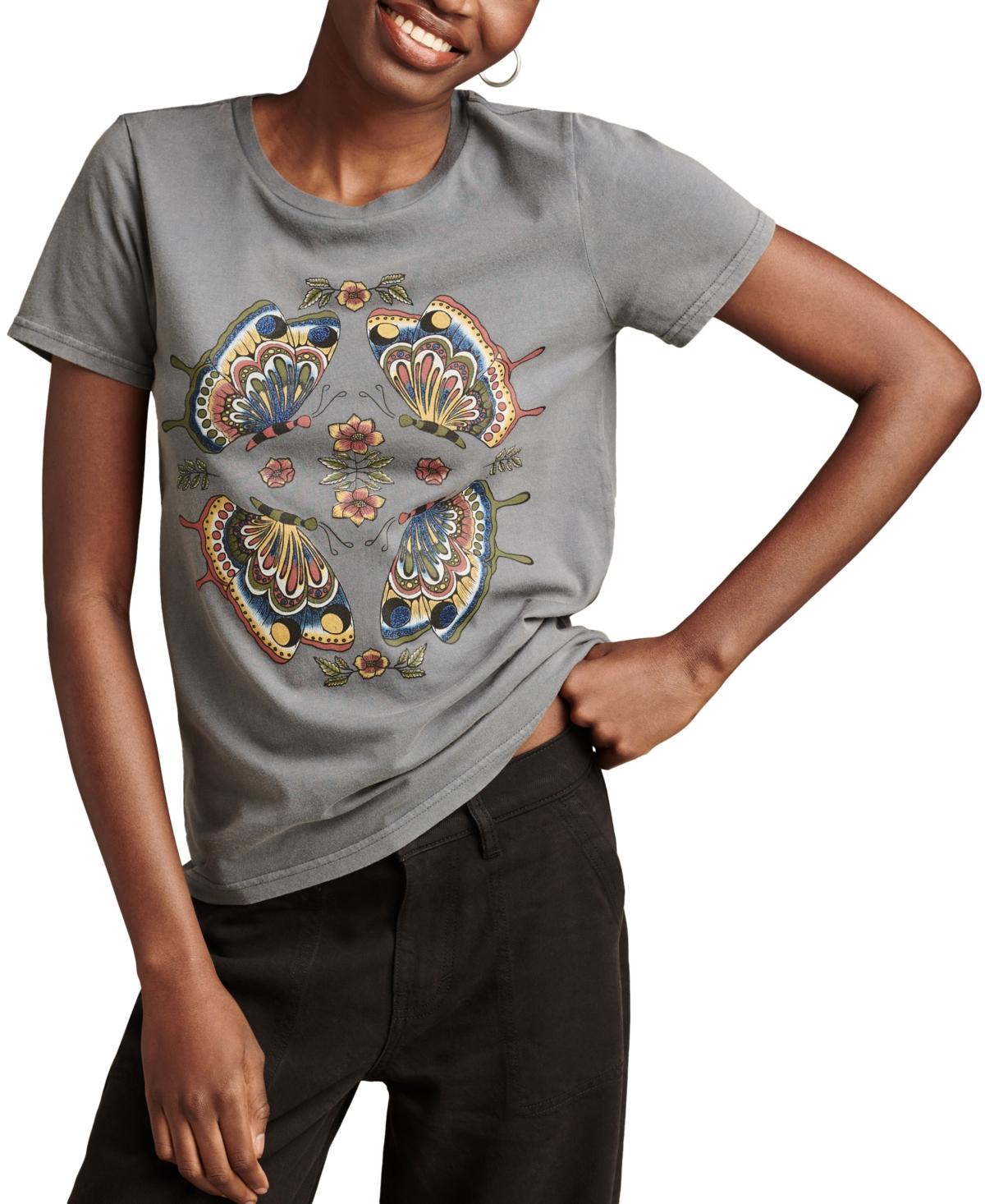 Women's Cotton Butterfly Mirror Classic Crewneck T-Shirt