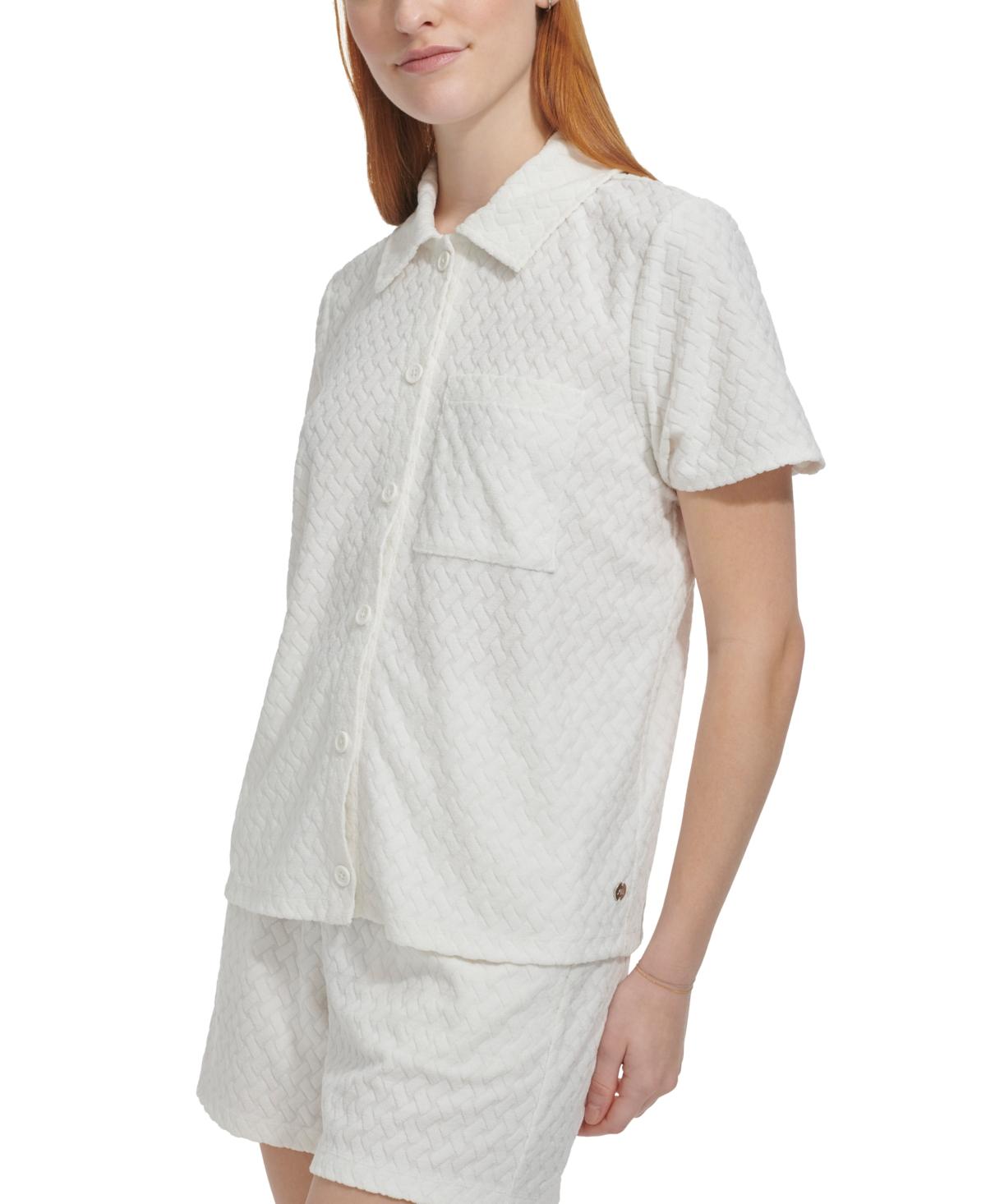 Women's Basket-Weave-Textured Shirt