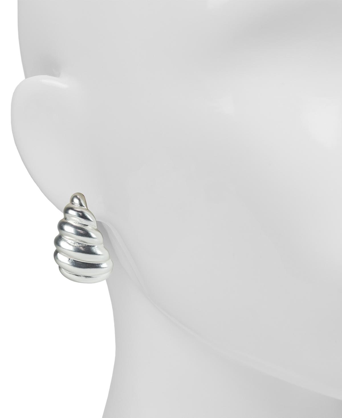 Silver-Tone Scalloped J-Hoop Earrings