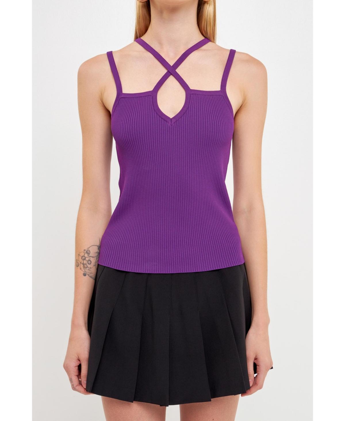 Women's Strap Detail Fitted Knit Top