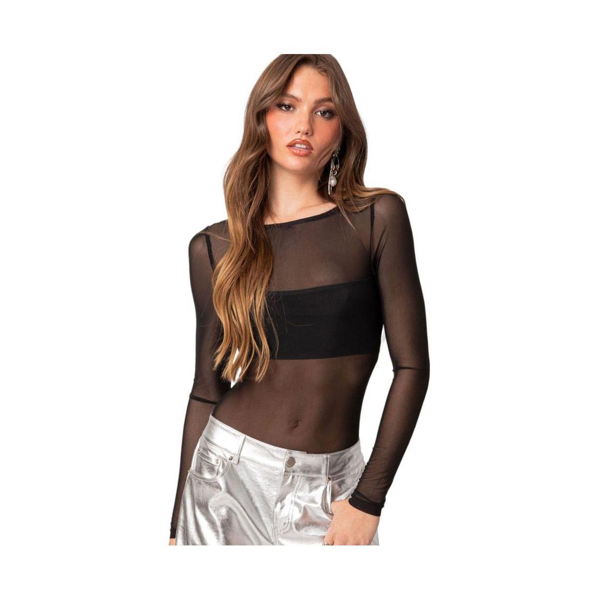 Women's Sheer mesh bandeau bodysuit