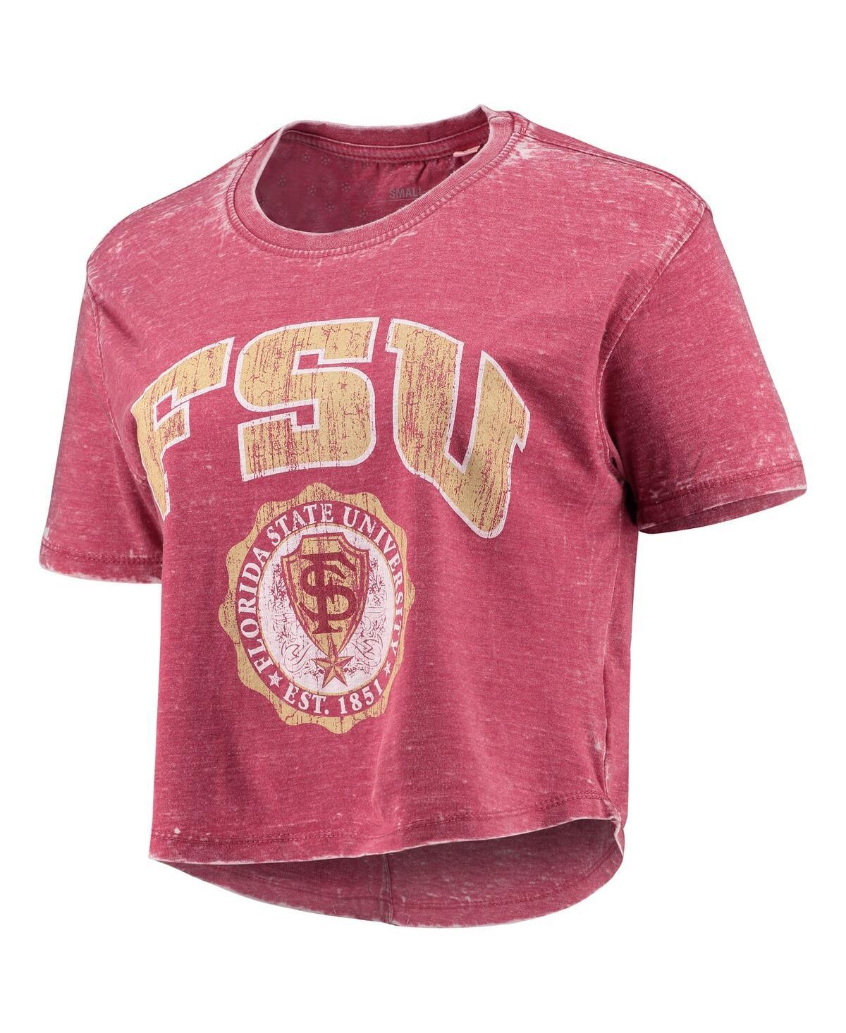 Women's Garnet Florida State Seminoles Edith Vintage-Like Burnout Crop T-shirt