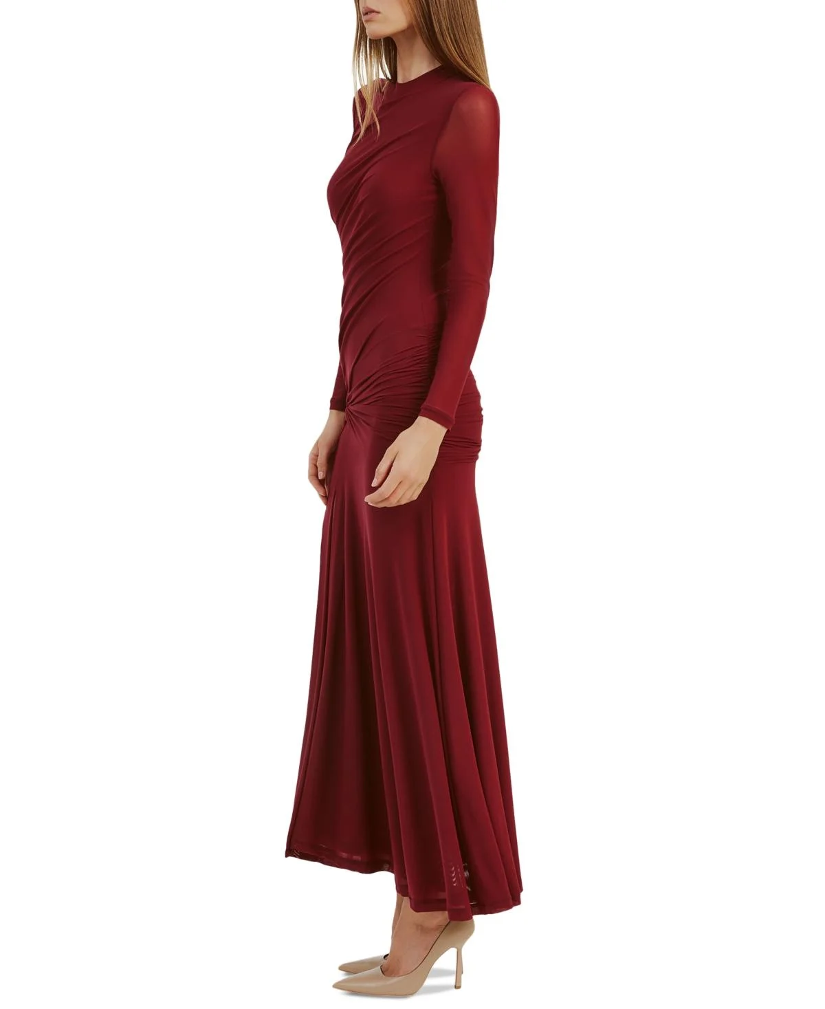 Women's Liyana Ruched Long-Sleeve Mesh Dress