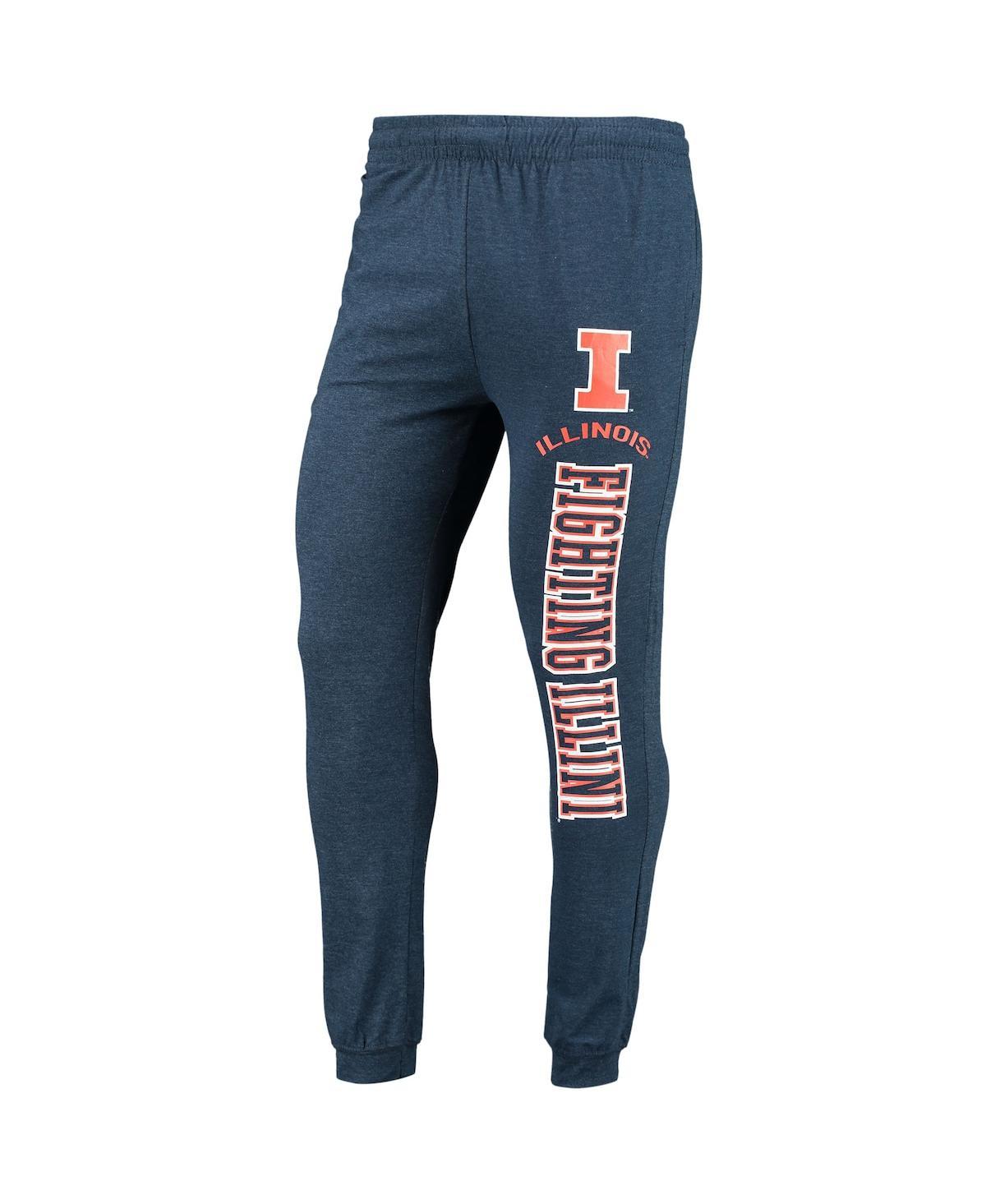 Men's Heathered Navy, Heathered Charcoal Illinois Fighting Illini Meter Long Sleeve Hoodie T-shirt and Jogger Pants Set