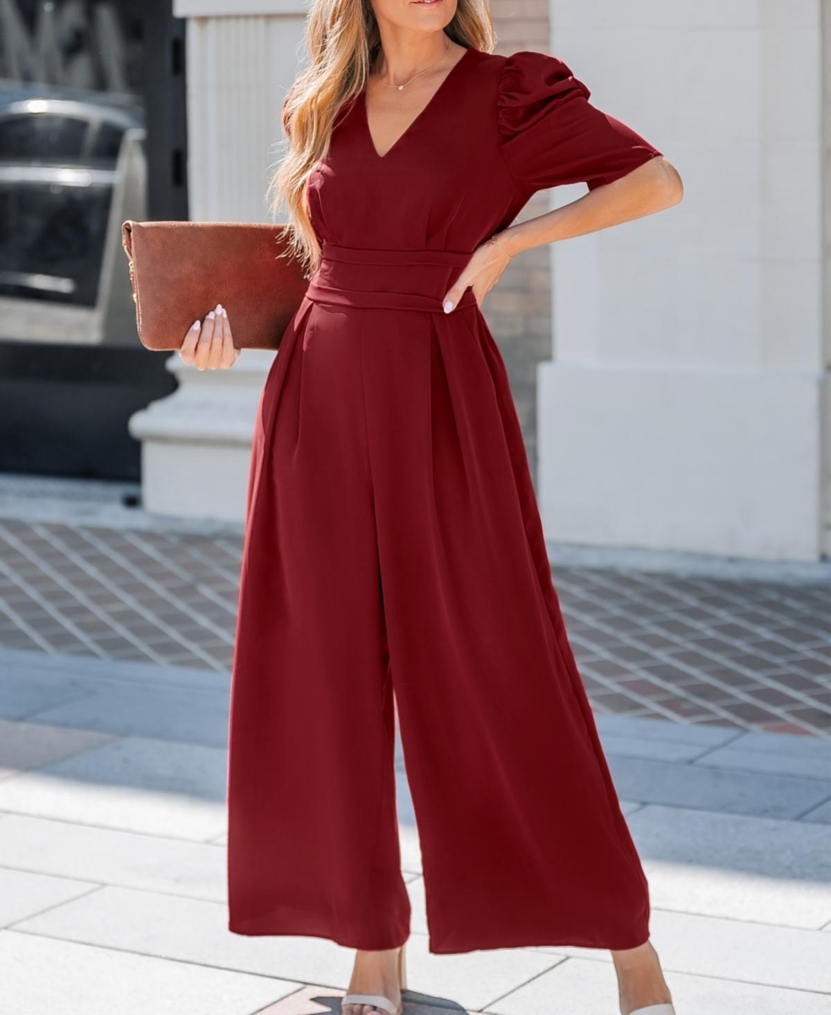 Women's V-Neck Wide Leg Jumpsuit