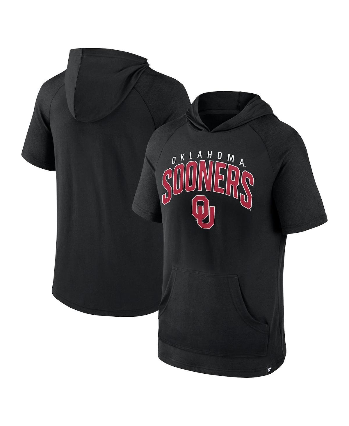 Men's Black Oklahoma Sooners Double Arch Raglan Short Sleeve Hoodie T-Shirt