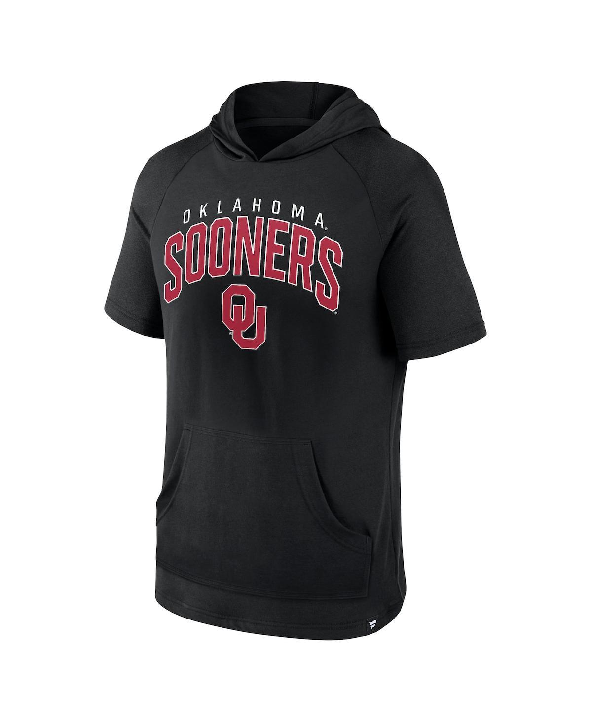 Men's Black Oklahoma Sooners Double Arch Raglan Short Sleeve Hoodie T-Shirt