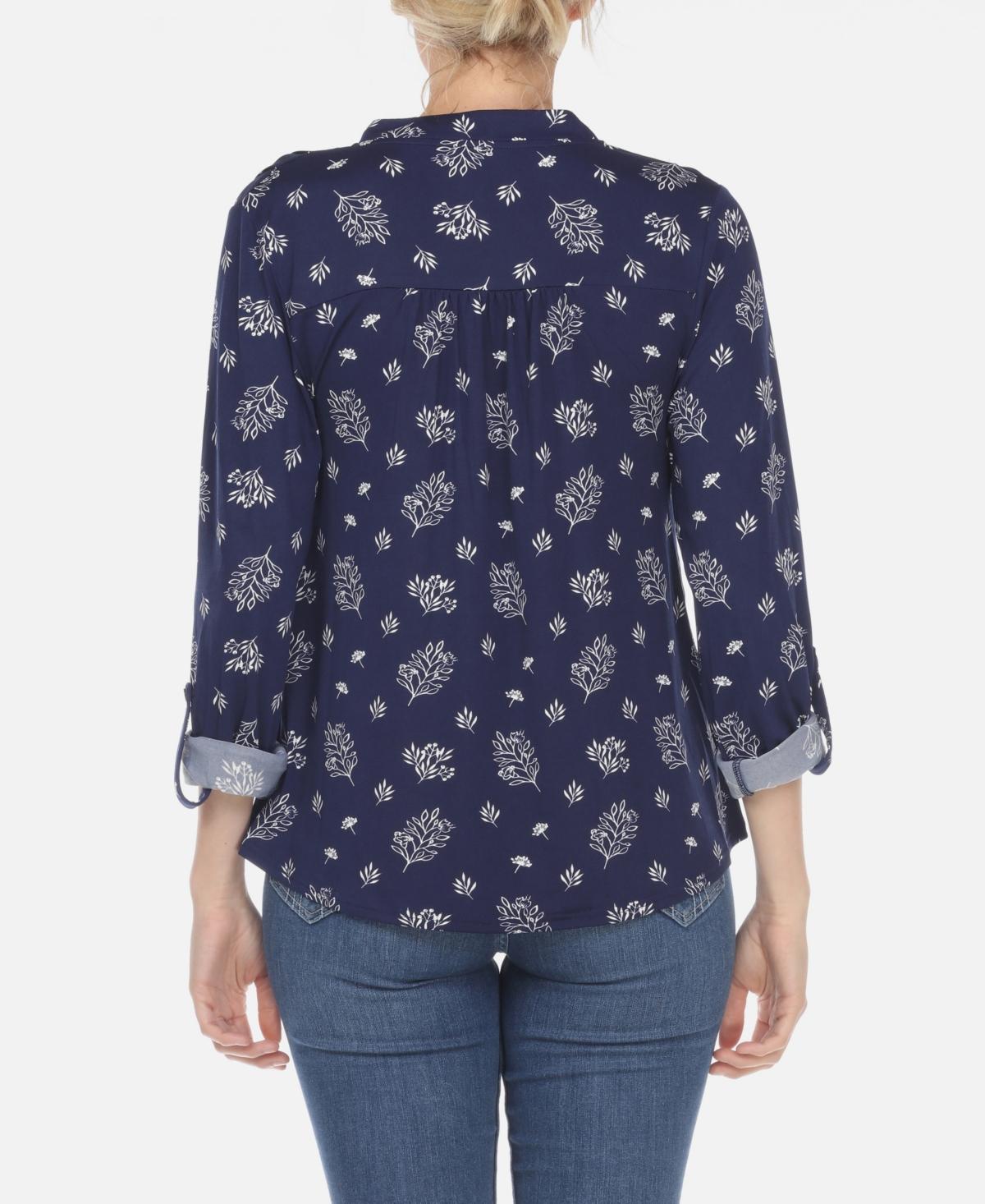 Women's Pleated Leaf Print Blouse