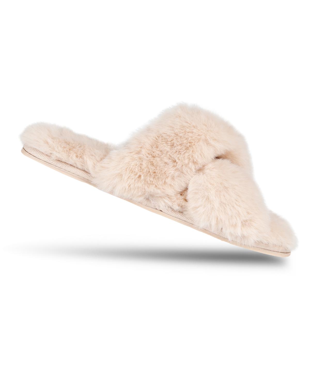 Women's Extra Soft High Plush Cross Band Slide Slippers