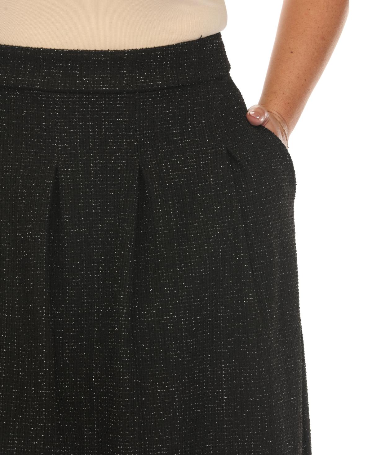 Plus Size Flared Tweed Skirt