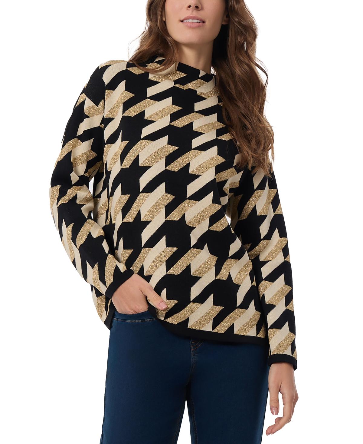 Women's Houndstooth Drop-Shoulder Sweater