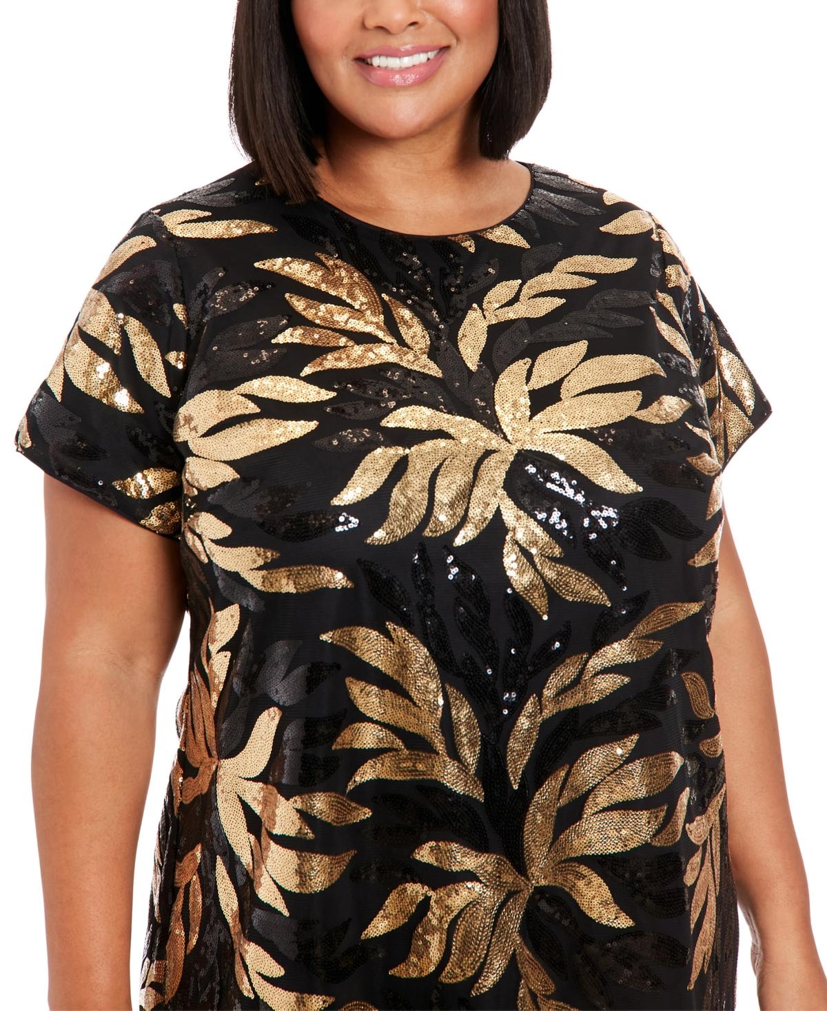 Plus Size Sequin Short-Sleeve Dress