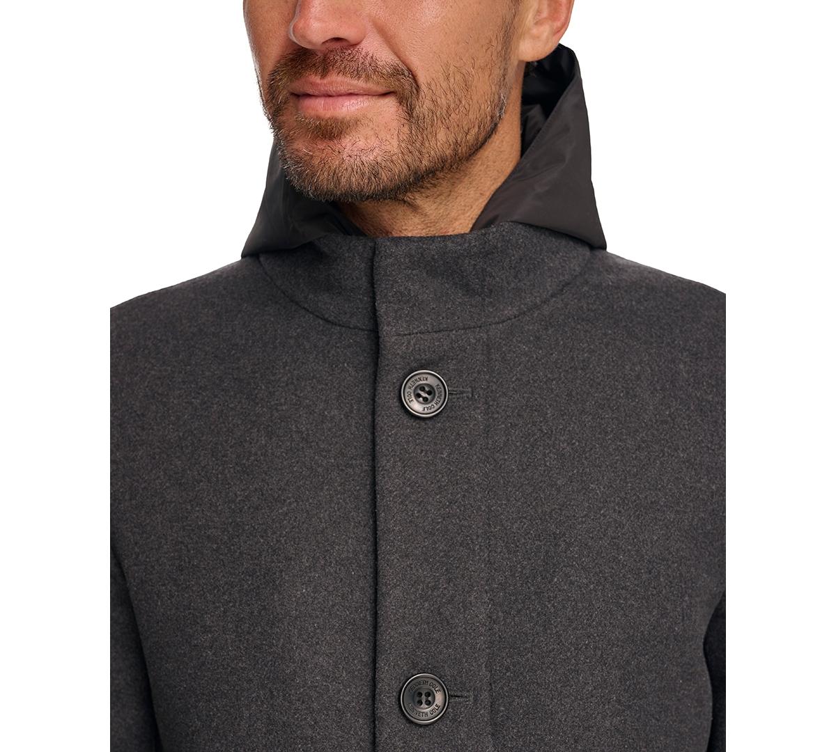 Men's Removable Hood Button Car Coat