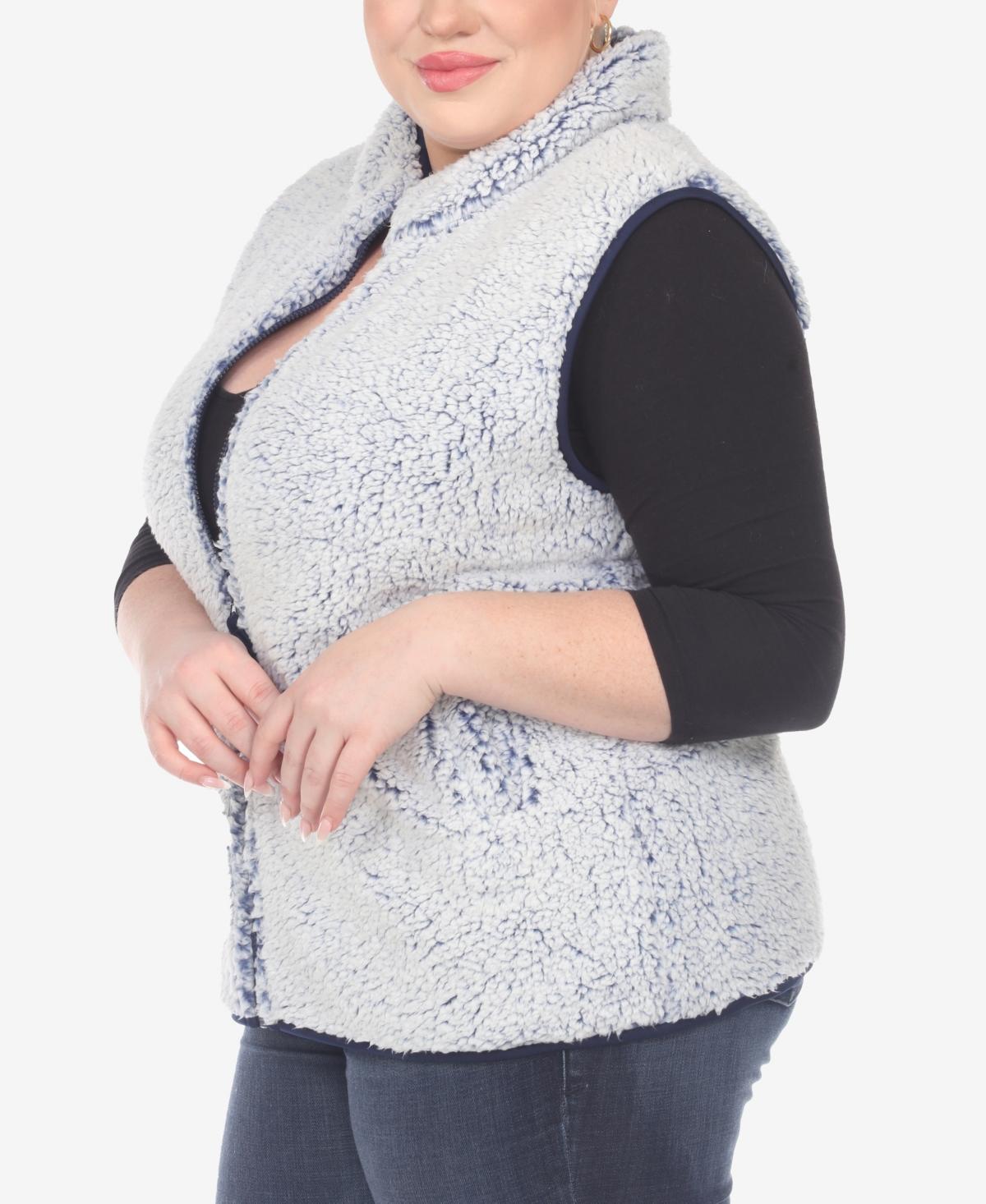 Plus Size Women's Zip Up Sherpa Vest Jacket