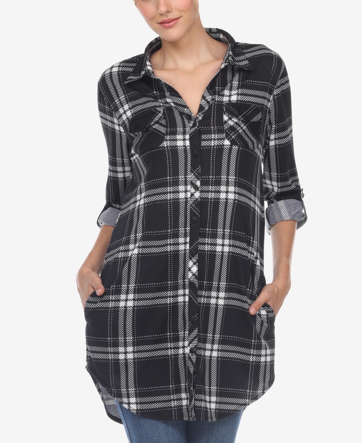 Women's Plaid Tunic Top Shirt