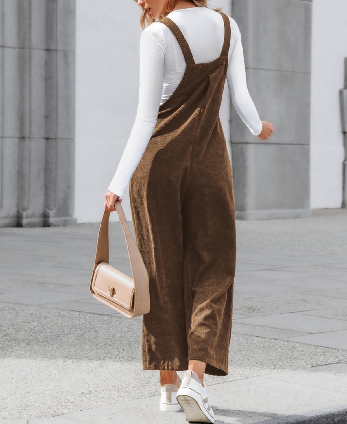 Women's Corduroy Square Neck Jumpsuit