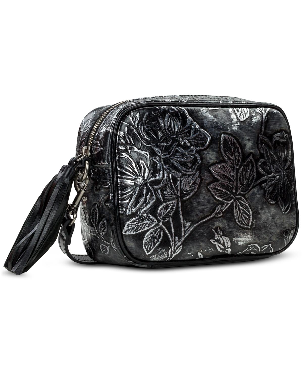 Josie Small Rectangle Bark Leaves Leather Crossbody, Created for Macy's 