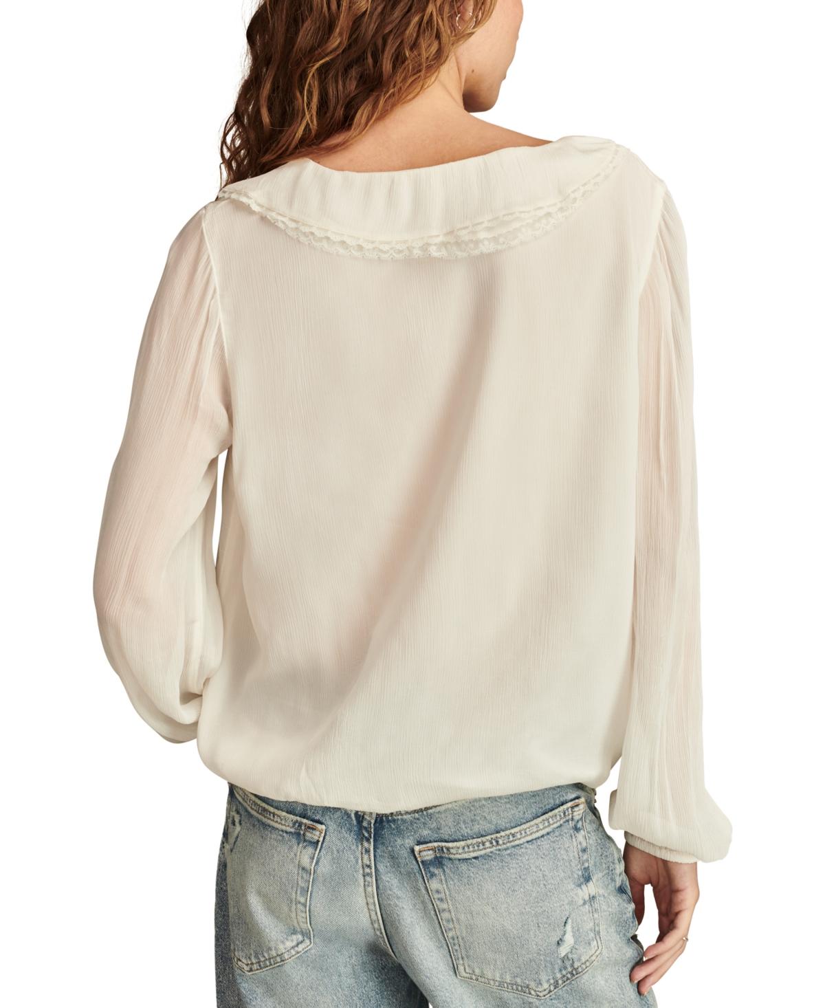 Women’s Ruffle-Collar Long-Sleeve Top