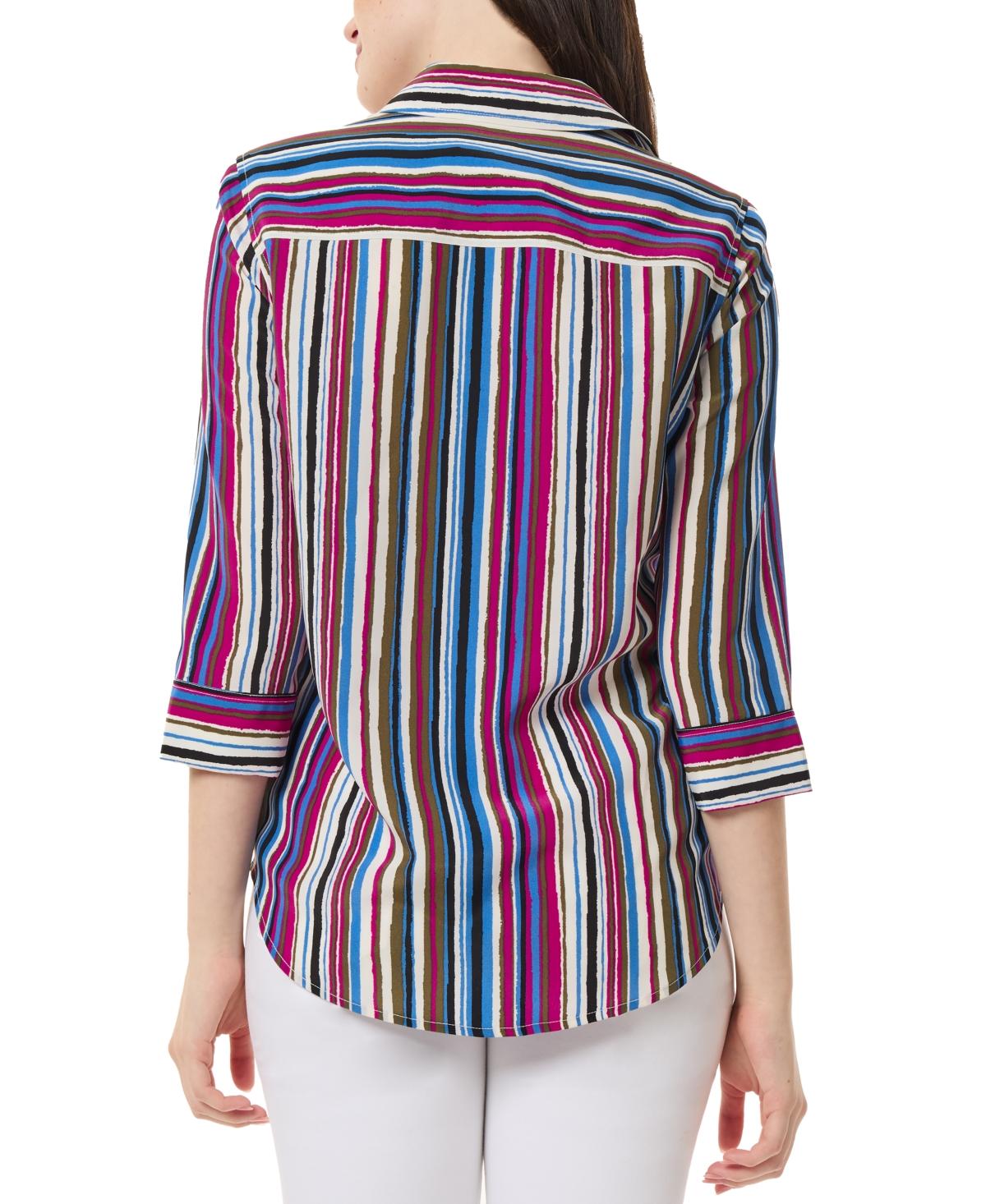 Petite Striped 3/4-Sleeve Shirt