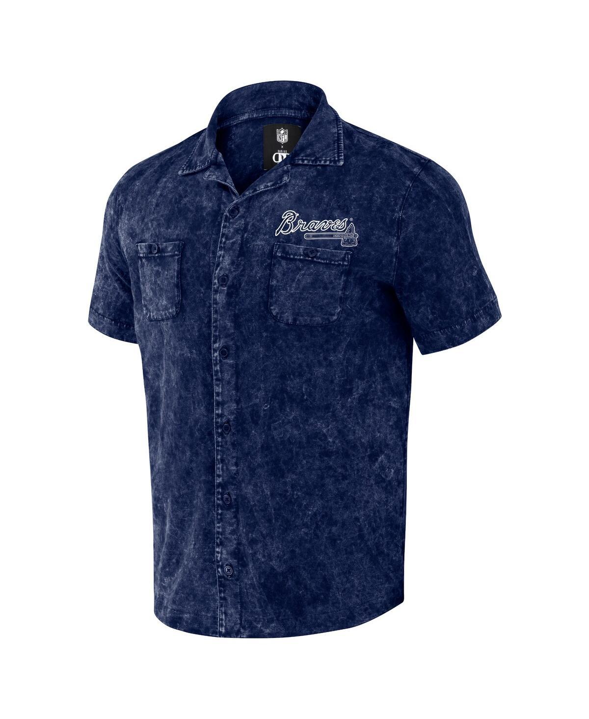 Men's Darius Rucker Collection by Navy Atlanta Braves Denim Team Color Button-Up Shirt