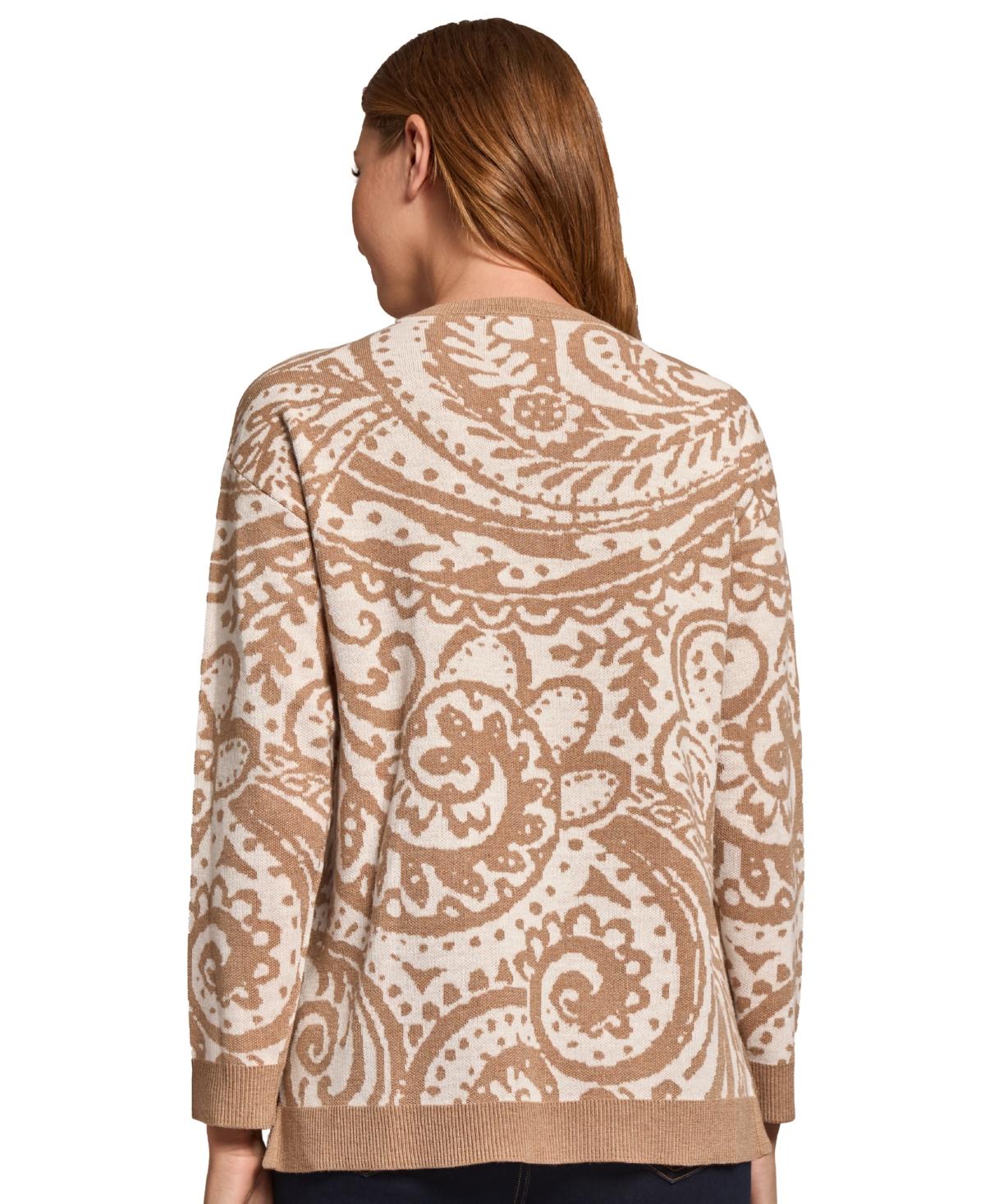 Petite Paisley High-Low Pullover Sweater