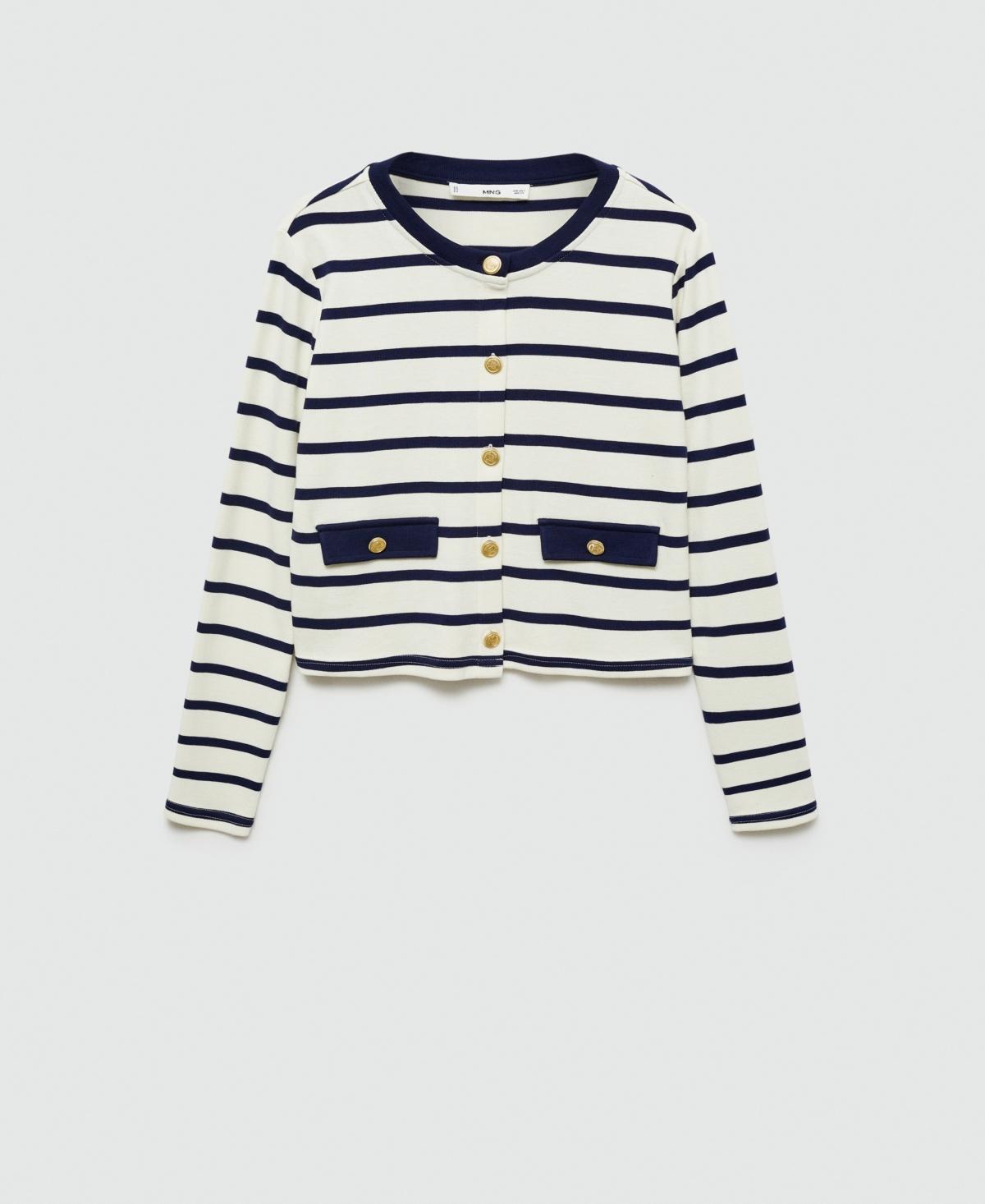 Women's Buttons Detail Striped Cardigan