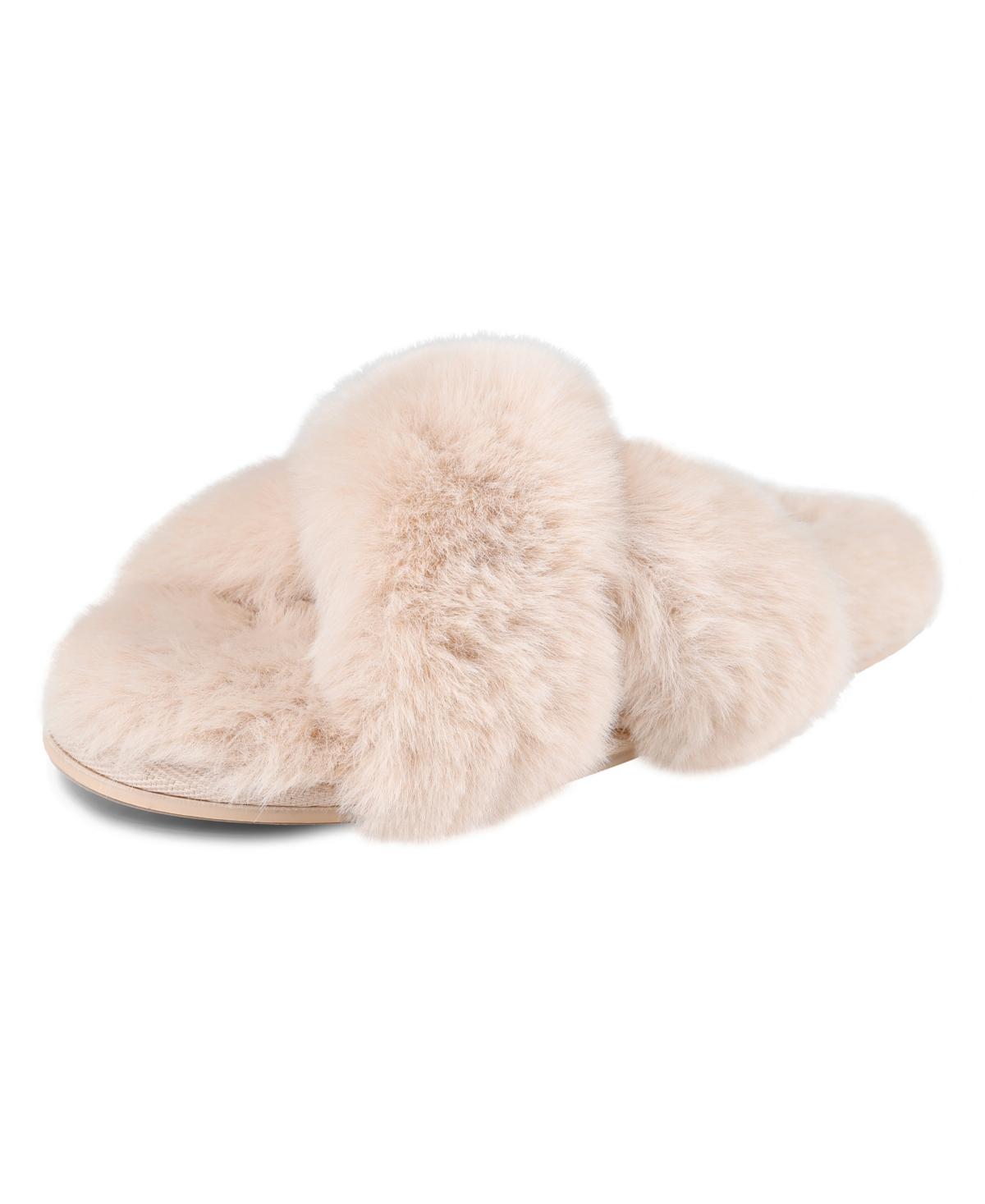 Women's Extra Soft High Plush Cross Band Slide Slippers