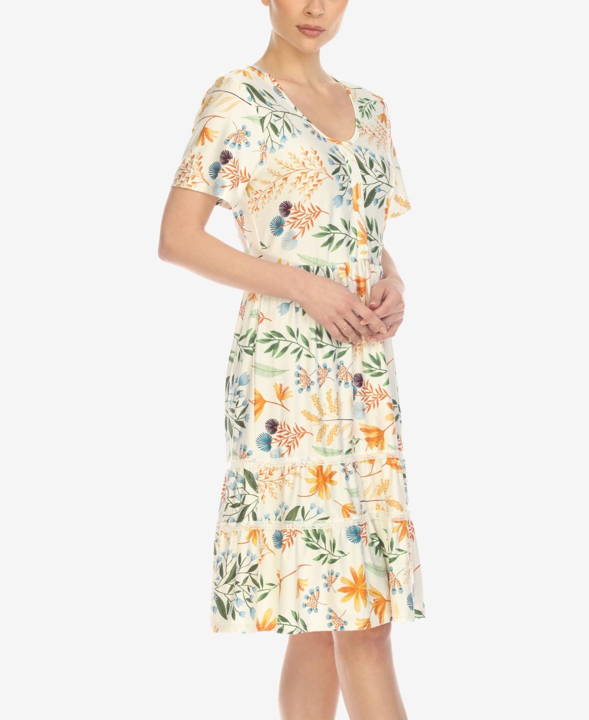 Women's Floral Short Sleeve Knee Length Dress