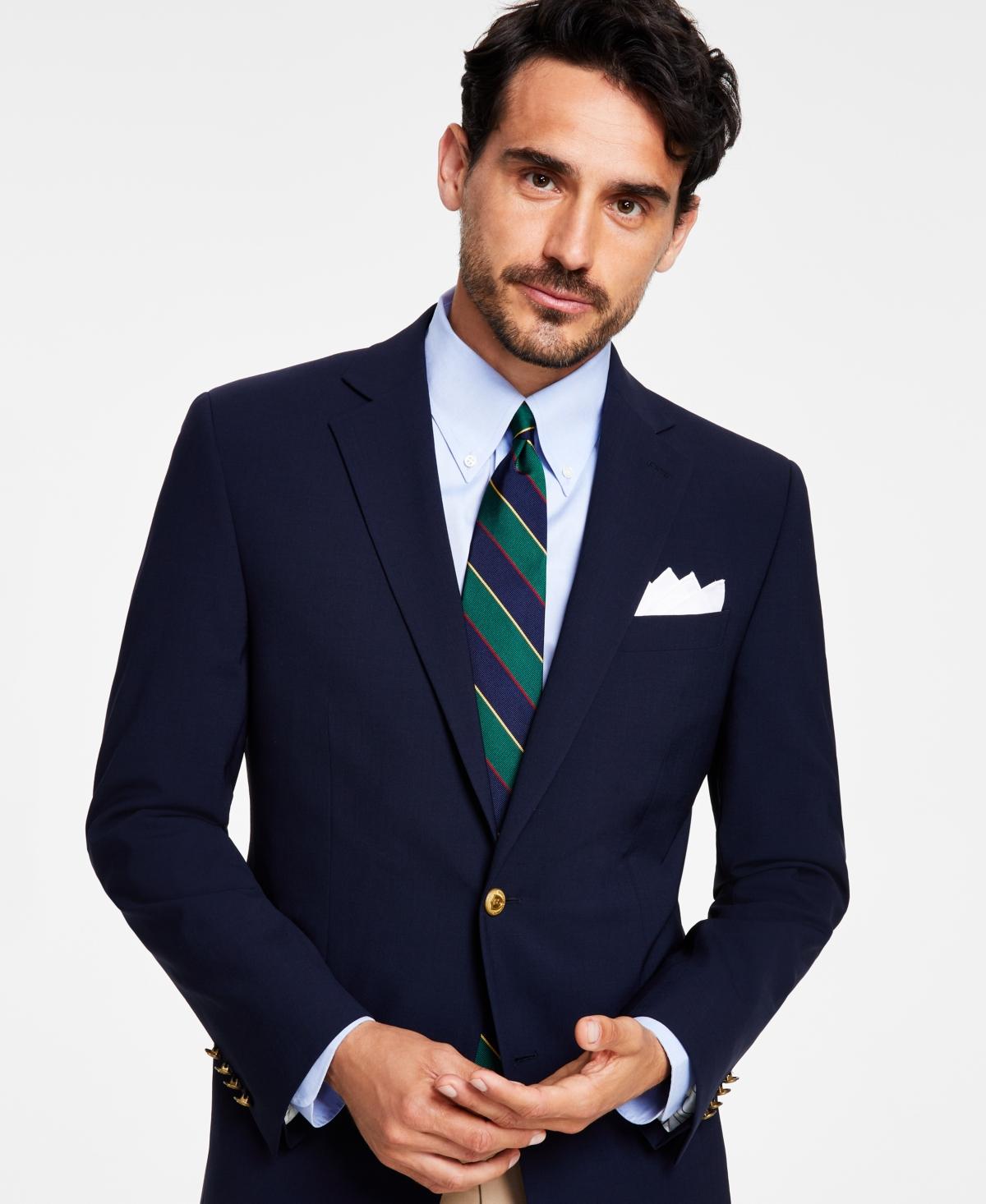 Men's Classic-Fit Navy Stretch Wool Blend Blazer