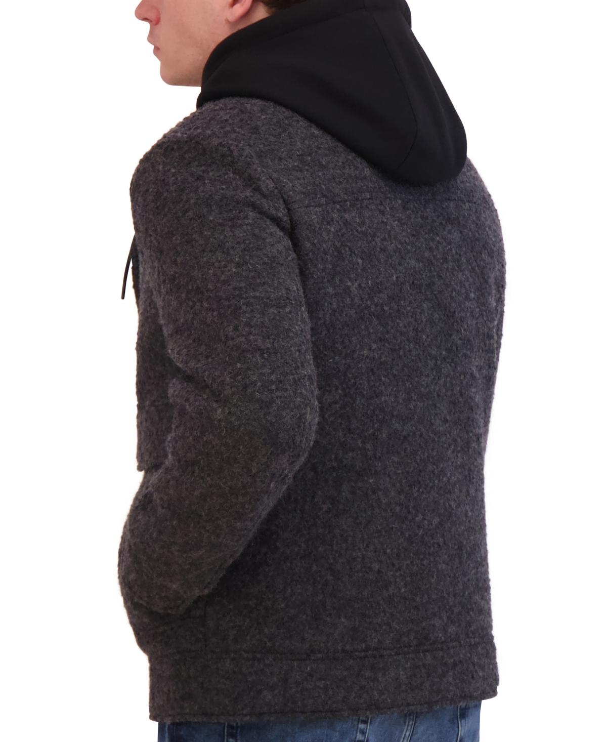 Men's Stand Collar Hooded Bib Boucle Coat