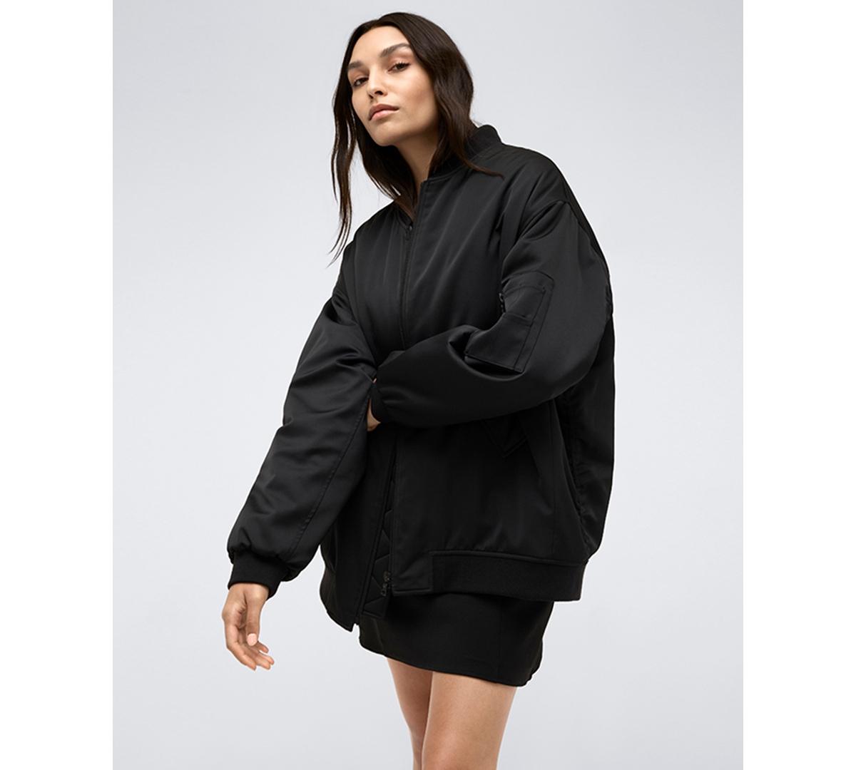 Women's Satin Back Crepe Boyfriend Bomber Jacket