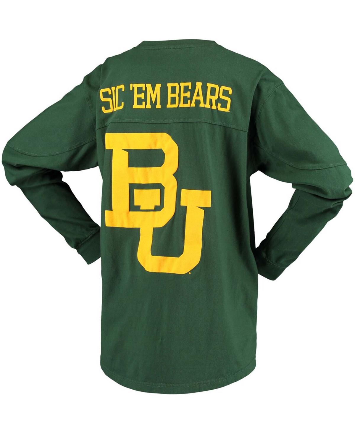 Women's Green Baylor Bears Big Shirt Oversized Long Sleeve T-shirt