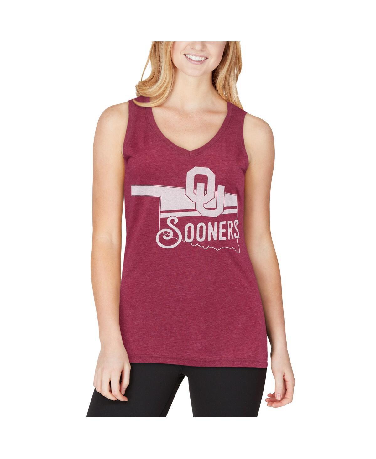 Women's Crimson Oklahoma Sooners Ferris Melange V-Neck Tank Top