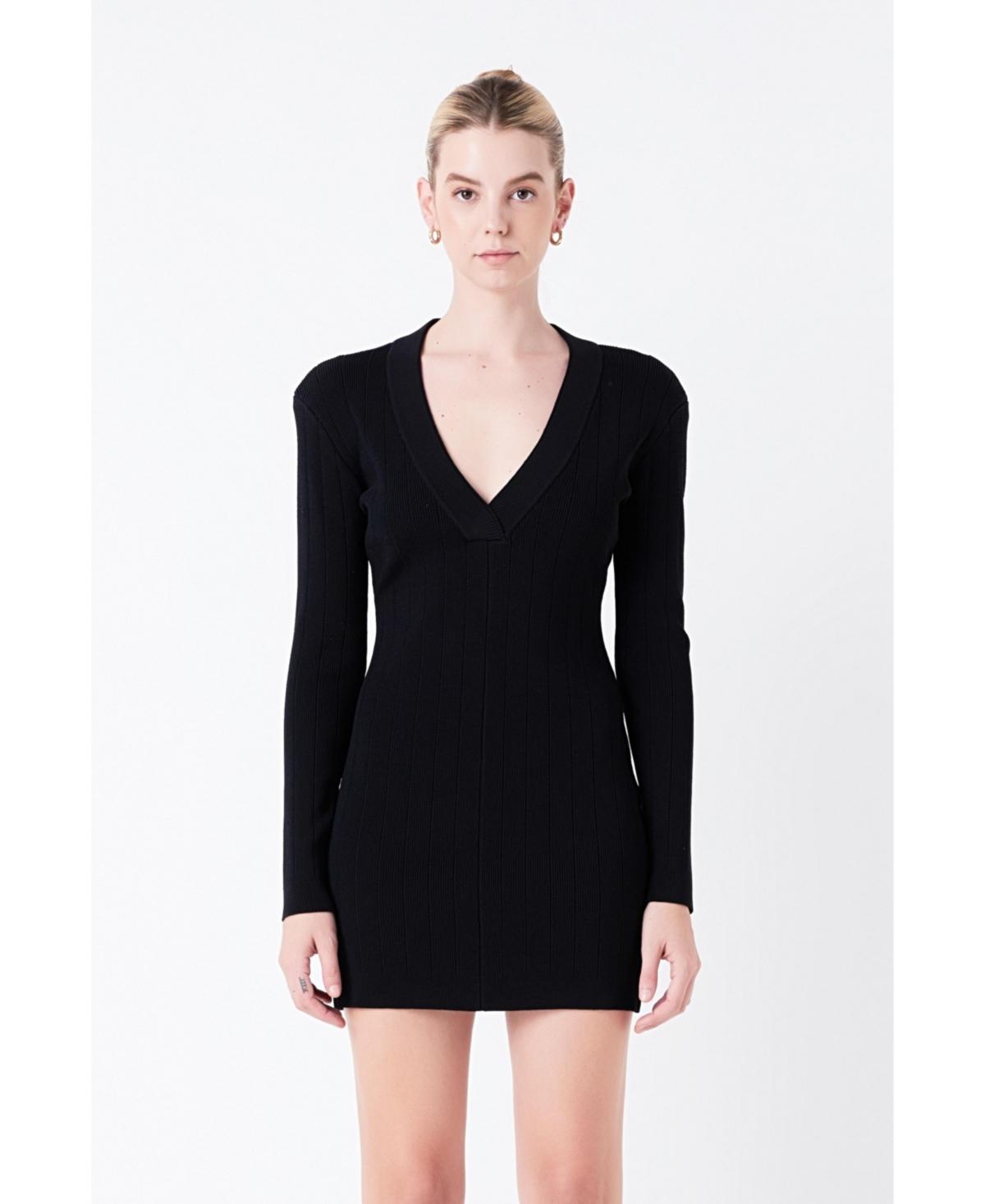 Women's Power Shoulder Mini Knit Dress