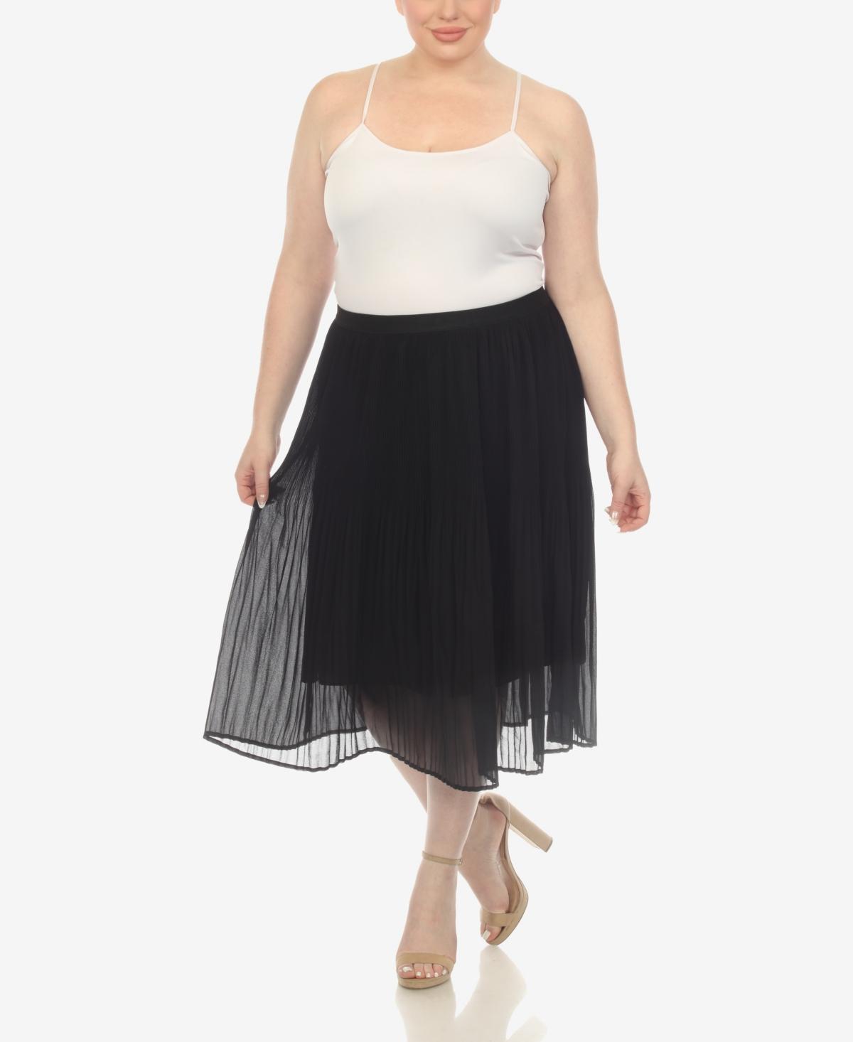 Plus Size Pleated Chiffon Midi Skirt